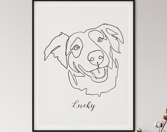 Custom Pet Line Drawing Portrait From Photo One Line Art Drawing Single Line Art Pet Sympathy Gift Pet Loss Gift DIGITAL DOWNLOAD