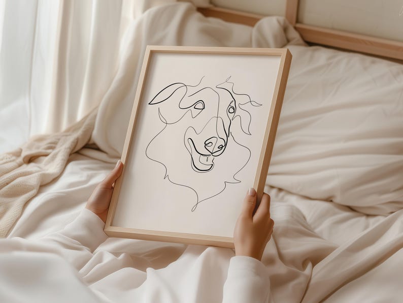 Custom DOG line drawing, modern pet portrait, pet commission tattoo, minimalist line art, DIGITAL dog print, outline sketch, dog loss gift image 2