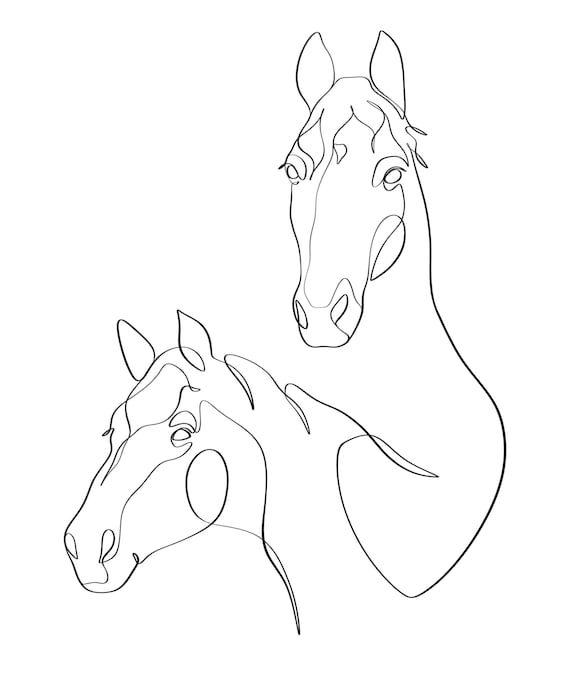 Custom HORSE line art, minimal horse tattoo design, one line drawing, horse portrait from photo, simple sketch, DIGITAL horse art print