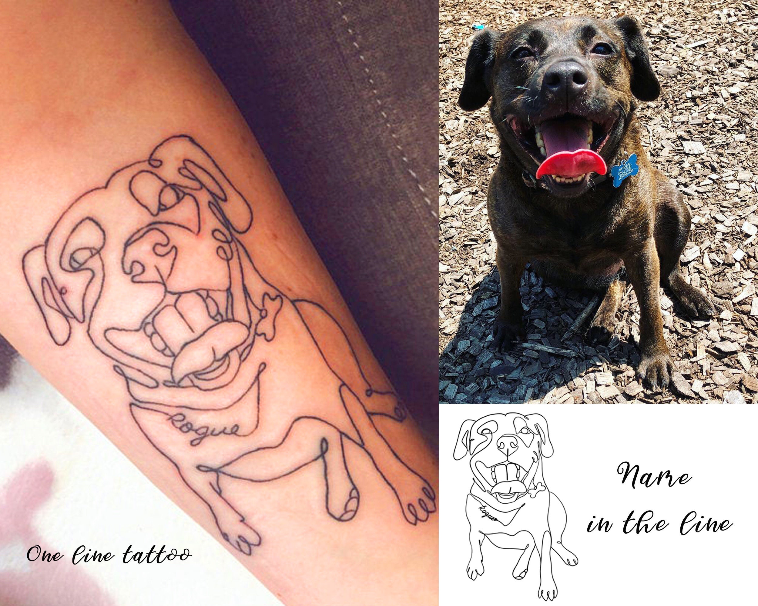 Owner Pet Tattoo Commission Design One Line Drawing Ink | Etsy