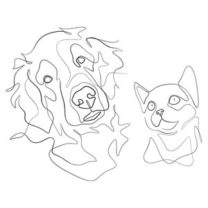 Retrato personalizado do rosto do seu animal de estimação a partir de foto, desenho de linha de cachorro, desenho de linha a partir de foto, encomenda de tatuagem, em memória do seu animal de estimação, arte de uma linha, DIGITAL