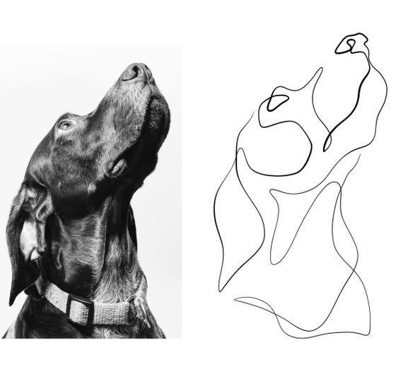 Custom DOG line drawing, modern pet portrait, pet commission tattoo, minimalist line art, DIGITAL dog print, outline sketch, dog loss gift