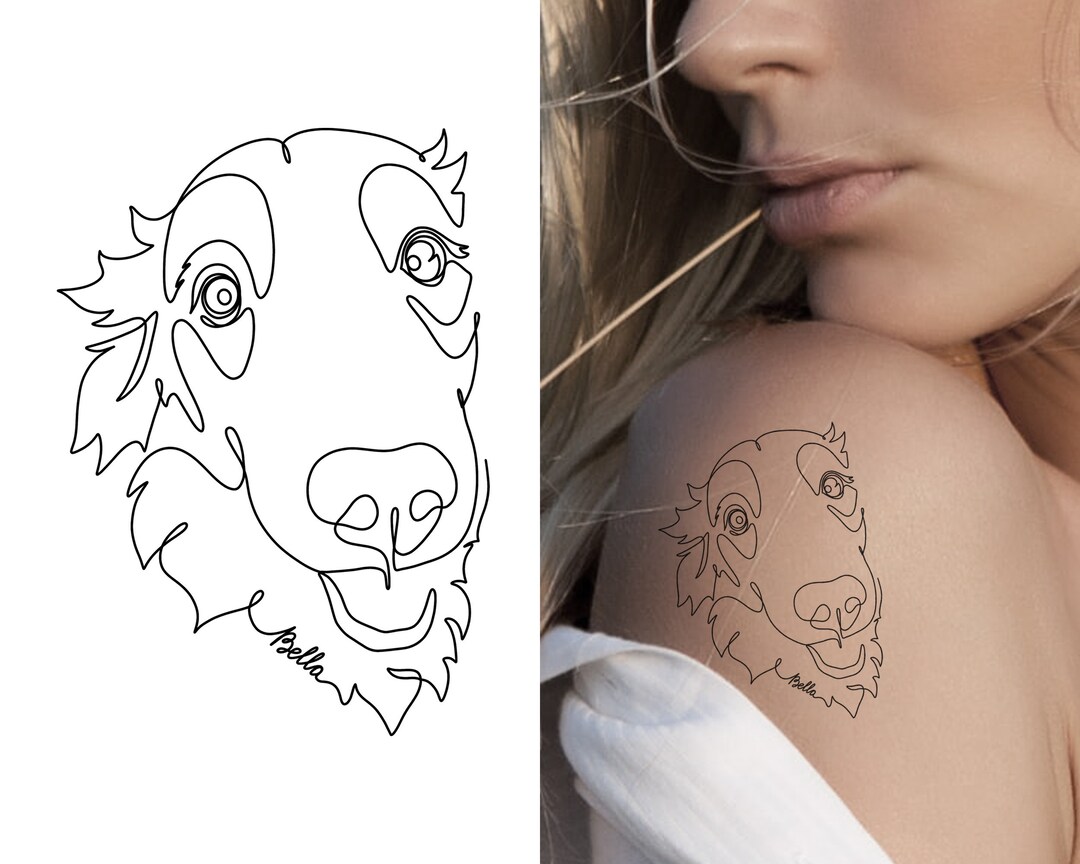 Dog Line Art Tattoo Commission Custom Dog Portrait Pet Art Etsy