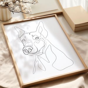 Custom DOG line drawing, modern pet portrait, pet commission tattoo, minimalist line art, DIGITAL dog print, outline sketch, dog loss gift image 8