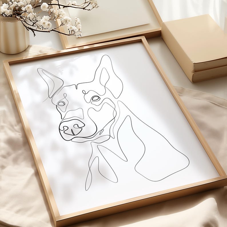 Custom DOG line drawing, modern pet portrait, pet commission tattoo, minimalist line art, DIGITAL dog print, outline sketch, dog loss gift image 8