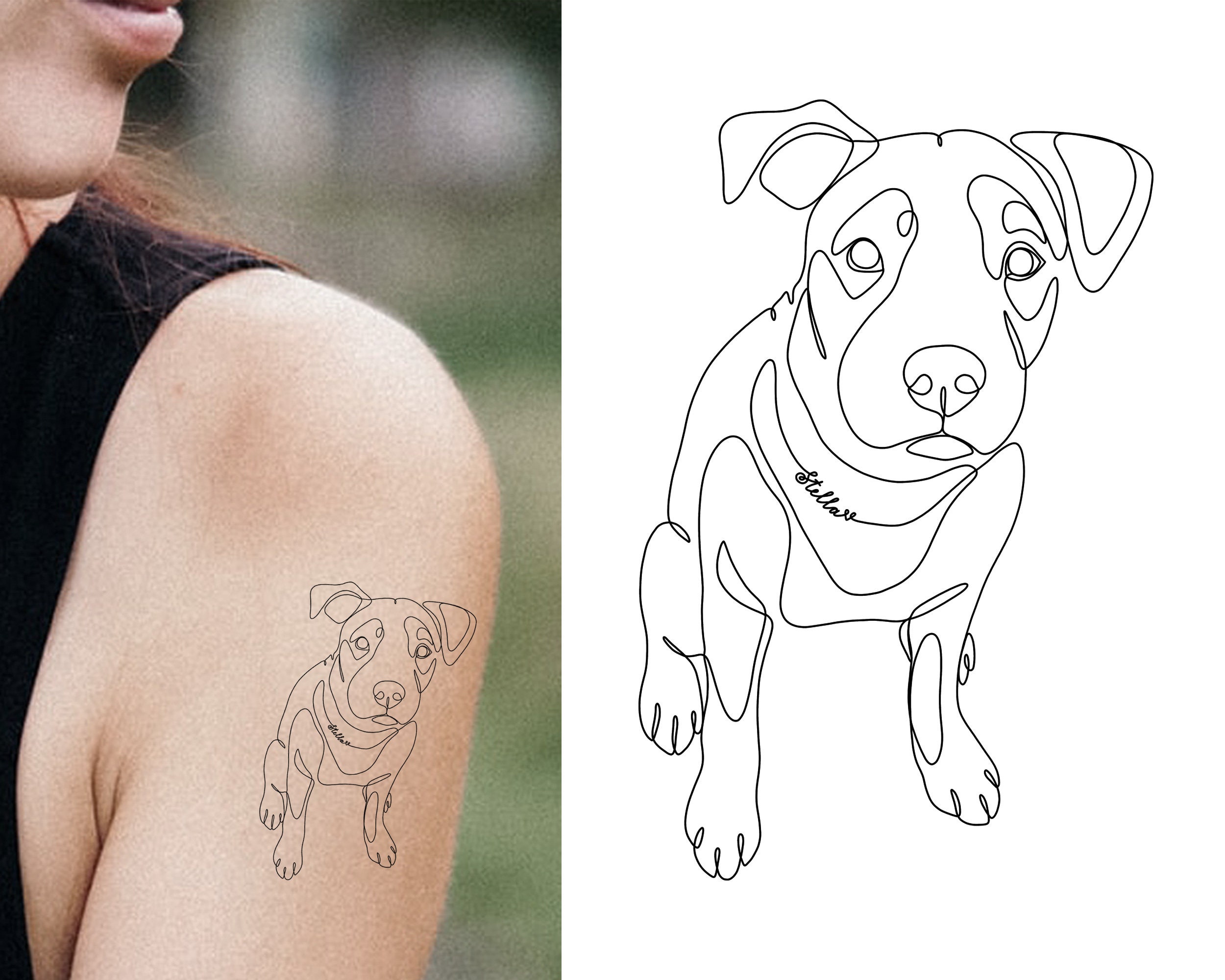 Dog Line Drawing Tattoo Commission Custom Dog Portrait Pet - Etsy Dog Line Drawing Tattoo Commission Custom Dog Portrait Pet - Etsy