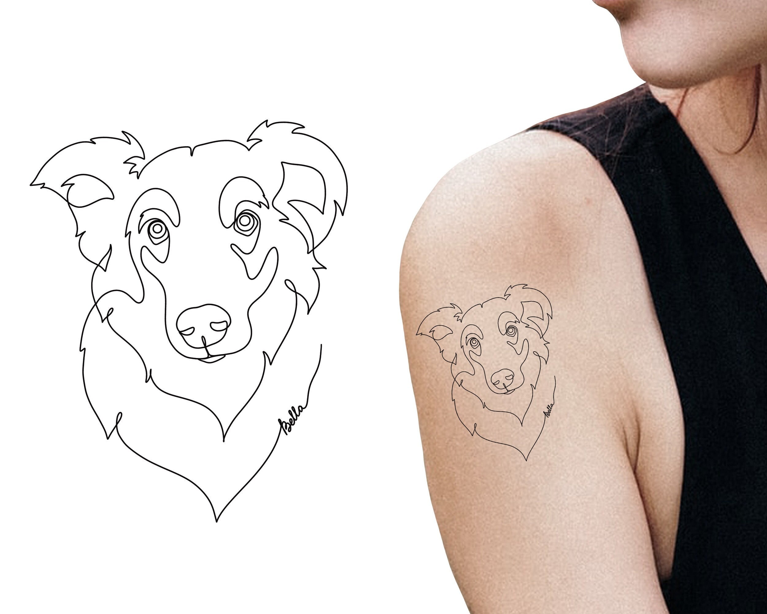 Dog Line Art Tattoo Commission Custom Dog Portrait Pet Art - Etsy Dog Line Art Tattoo Commission Custom Dog Portrait Pet Art - Etsy