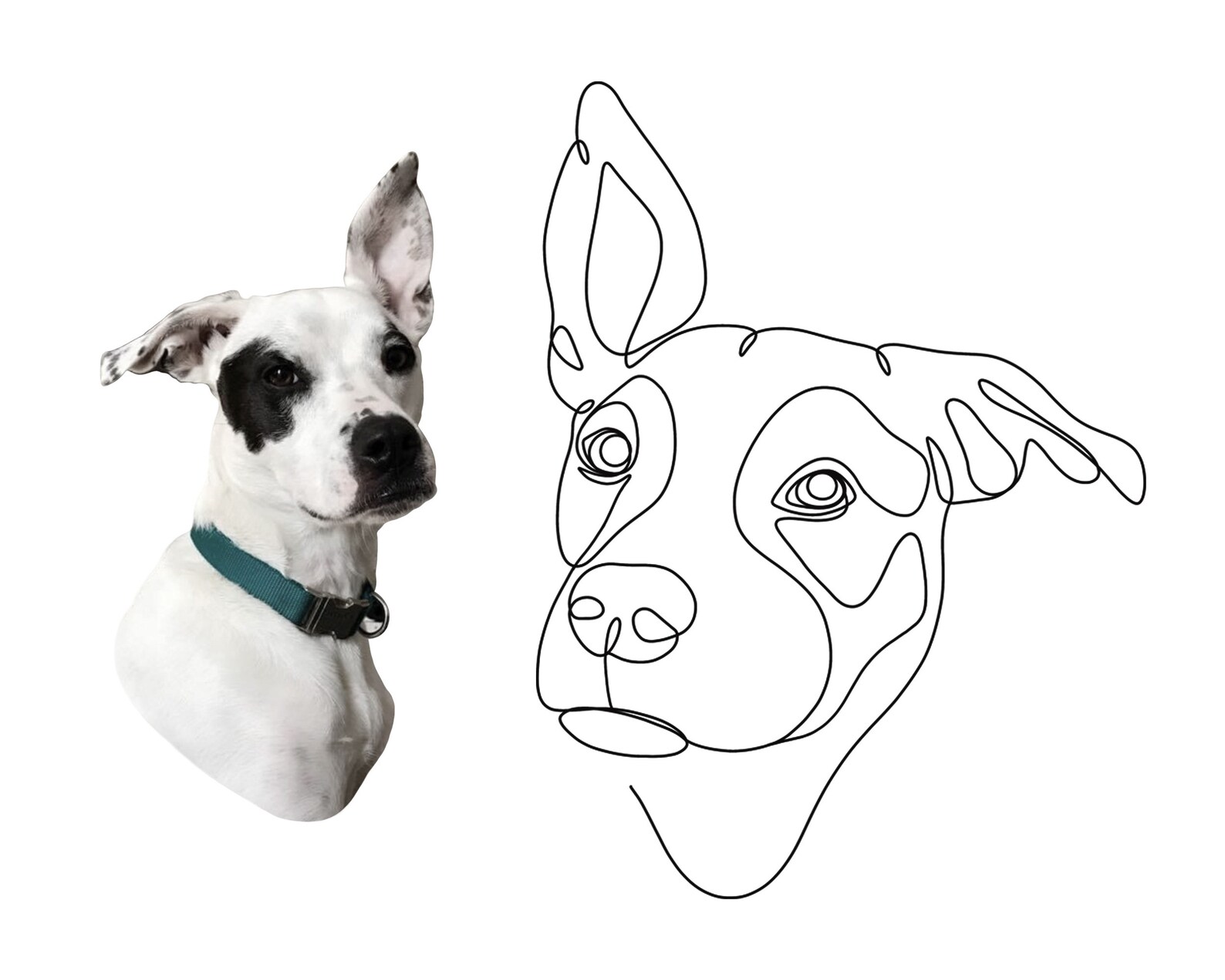 Dog Line Art Tattoo Commission Custom Dog Portrait Pet Art Etsy