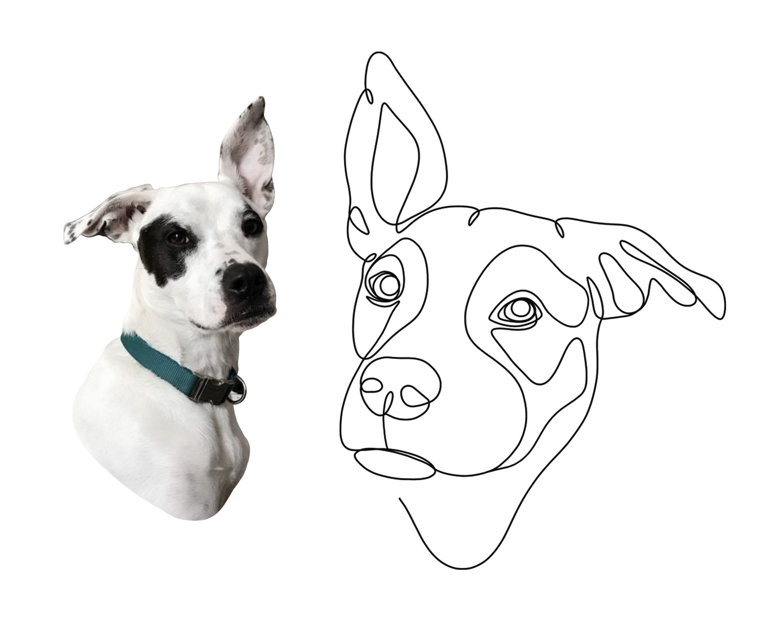 Dog Line Drawing Pet Art Commission Tattoo Commission - Etsy Dog Line Drawing Pet Art Commission Tattoo Commission - Etsy