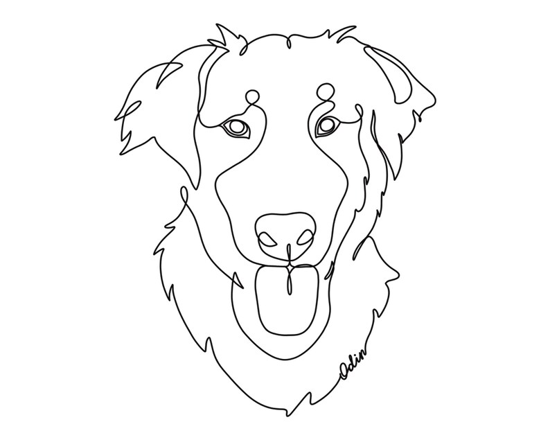 Dog Line Drawing Tattoo Commission Custom Dog Portrait Pet Etsy