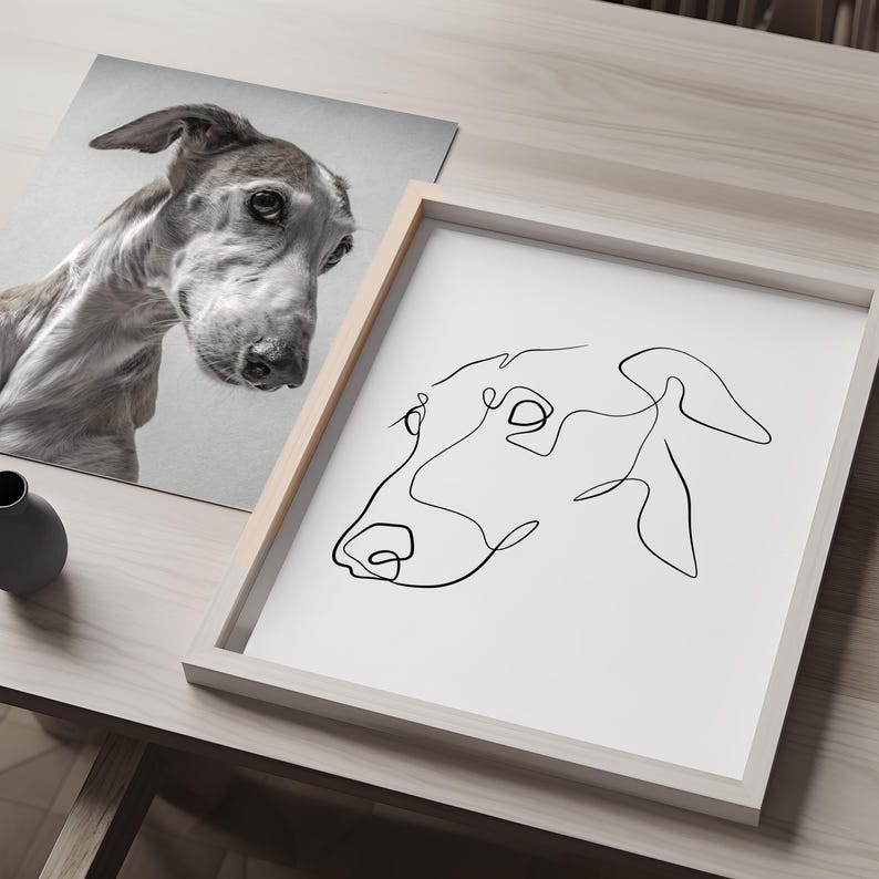 Custom DOG line drawing, modern pet portrait, pet commission tattoo, minimalist line art, DIGITAL dog print, outline sketch, dog loss gift image 5