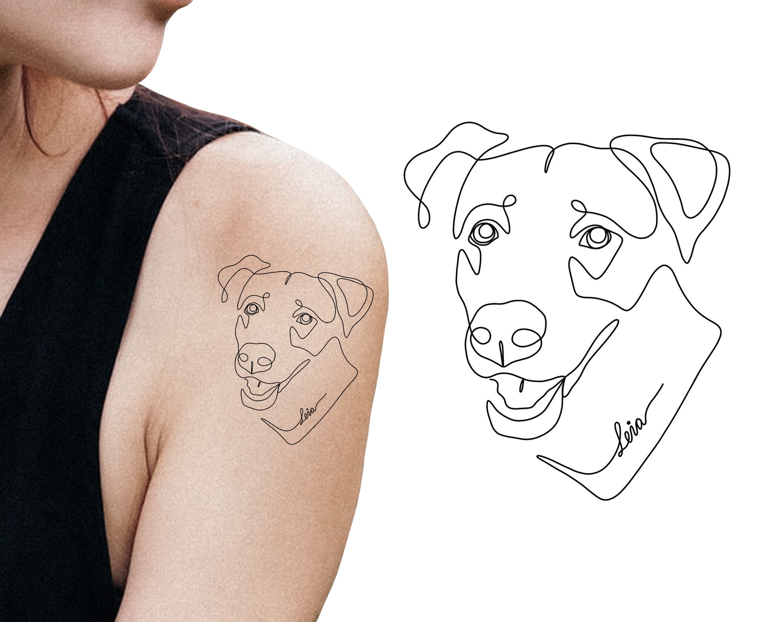 Dog Line Drawing Tattoo Commission Custom Dog Portrait Pet - Etsy Dog Line Drawing Tattoo Commission Custom Dog Portrait Pet - Etsy