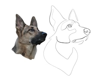 Dog Line Drawing, dog tattoo design, custom dog portrait, pet art commission, dog sketch outline, personalize line art DIGITAL Dog Loss Gift