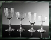 Vintage 4 Piece Set of Libbey Rock Sharpe in Crystal Garland Pattern