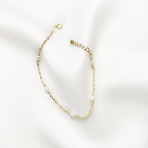 コーラ ブレスレット - 14K ゴールドフィルド、淡水パール アンクレット/ブレスレット