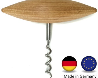 KokosnussEisen® - Premium Corkscrew - Polished Stainless Steel - Oak Wood Handle - Made in Germany