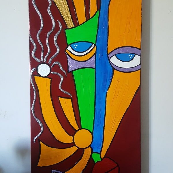 DORON ARTE - 100% handmade - quadro dipinto a mano - Mal d'Africa  - misure 40x80x4 cm - RIF78