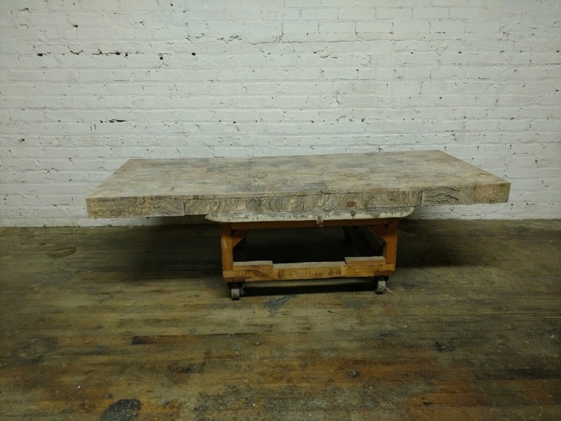 Vanguard Furniture Unfinished Raw Burled Wood Desk Top With Drawer