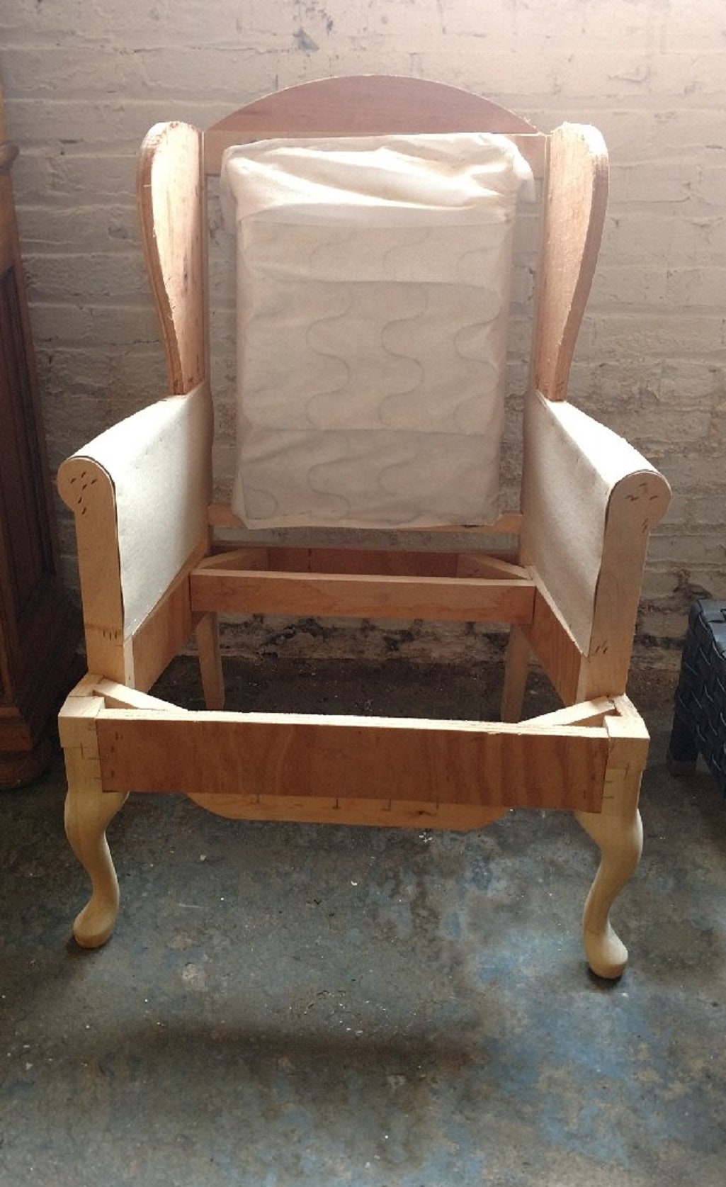 XS Upholstery Unfinished Queen Anne Wing Chair Frame Etsy
