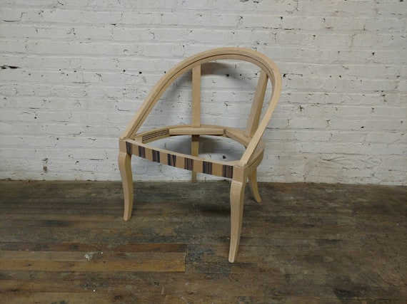 XS Upholstery Set of 2 Unfinished Raw Barrel Back With Zebrano