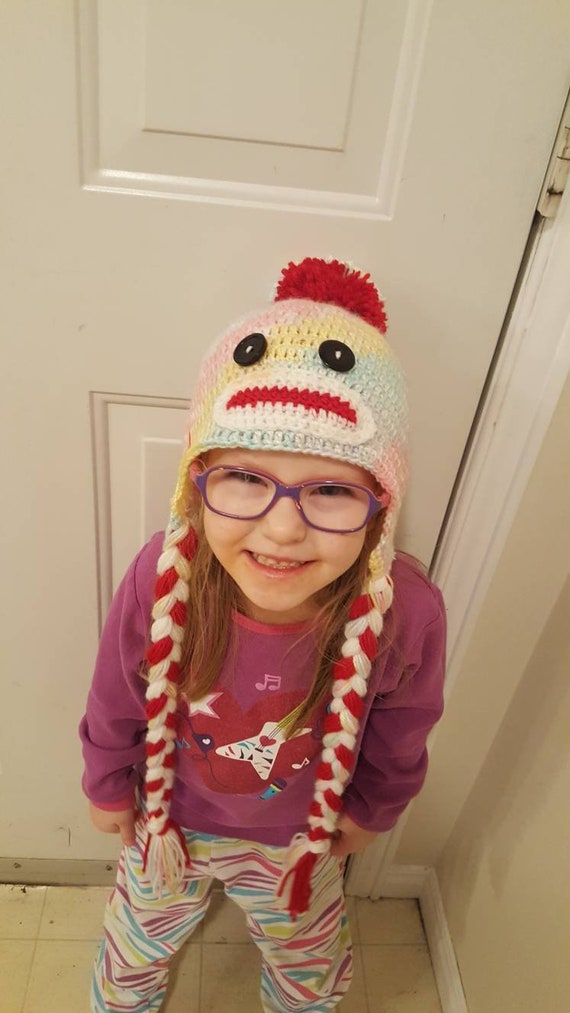 Rainbow Sock Monkey Hat | Etsy