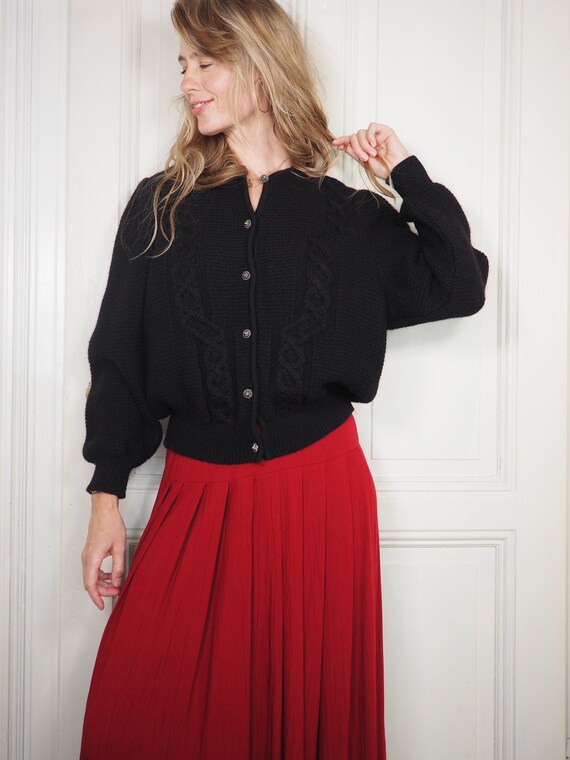 Puff sleeve cardigan, boho cardigan, black cardiga