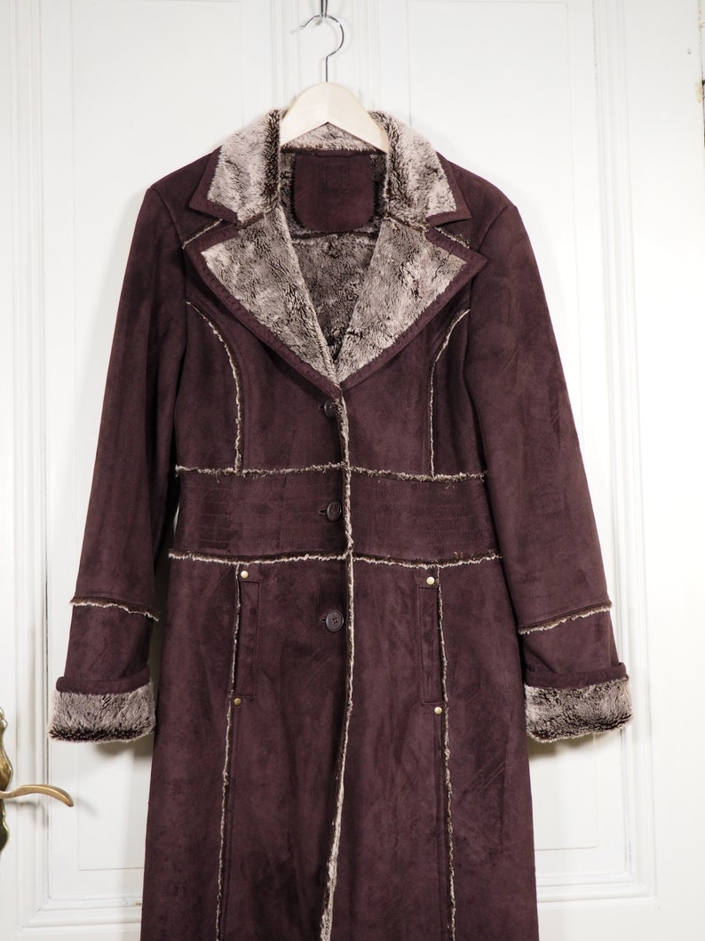 90s coat coat vegan art fur Art fur coat women fur coat winter coat vintage art fur brown coat midi coat