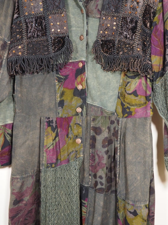70er Patchwork Strickjacke Hippie Look mit Kapuze 70er Patchwork Strickjacke Hippie Look mit Kapuze