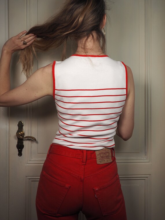 Red striped top, striped t-shirt, striped sailor … - image 3
