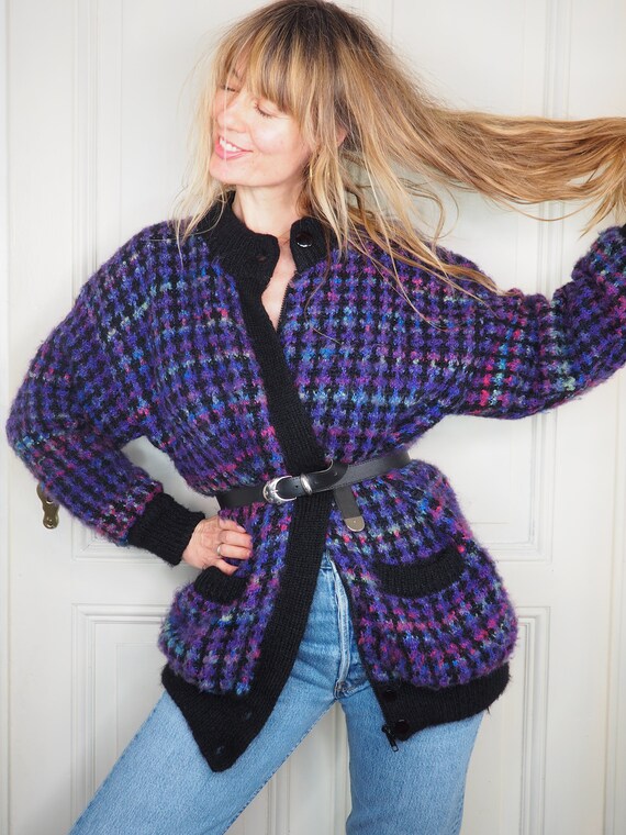 Vintage 80s cardigan, mohair cardigan, retro cardi