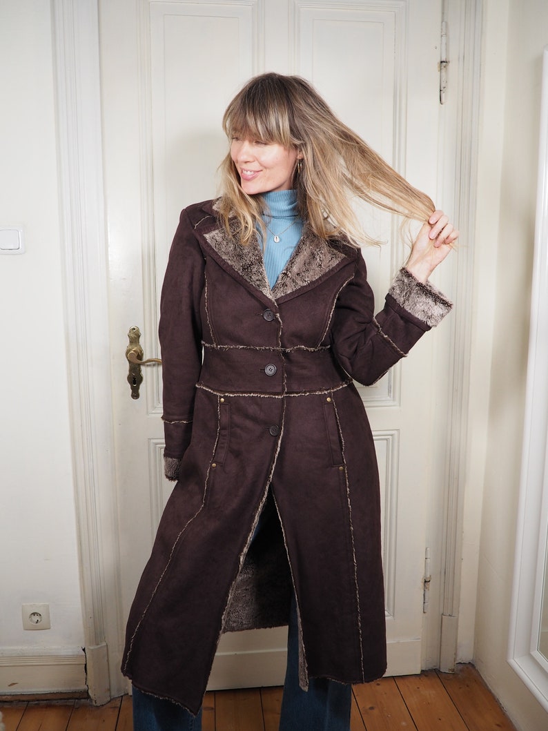 90s coat coat vegan art fur Art fur coat women fur coat winter coat vintage art fur brown coat midi coat