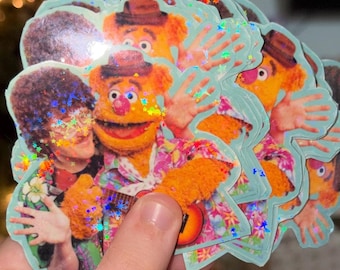 Weird al Yankovic and Muppets Fozzy Bear 80s photoshoot WITH GLITTER Sticker
