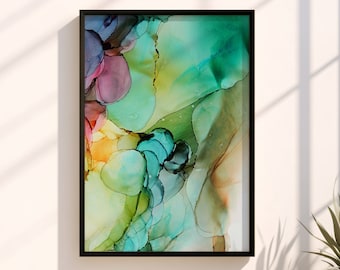 Abstract Alcohol Ink Art. Colorful Art. Printable Large Wall Art. Digital Download. Downloadable Print. Home Office Decor