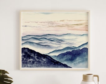 Mountain Overview, Mountain Range, Landscape, Printable Wall Art, Downloadable Prints, Digital Download, Home Office Decor