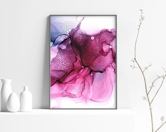 Warm Magenta Alcohol Ink Art, Printable Wall Art, Digital Download, Downloadable Print, Home Office Decor, Abstract Art