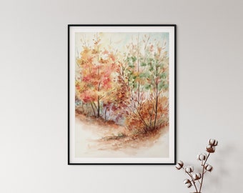 Autumn Trees, Fall Season Landscape, Large Wall Art, Printable Wall Art, Downloadable Print, Digital Download, Home Office Decor