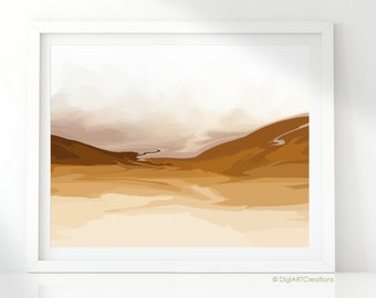 Brown Landscape, Barren Desert, Printable Wall Art, Downloadable Print, Digital Download, Large Wall Art