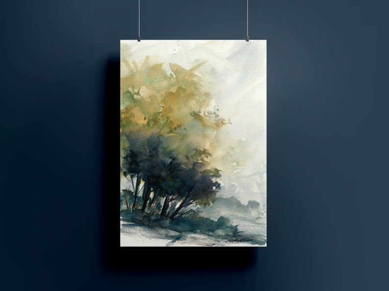 Trees Landscape, Watercolor Landscape, Printable Wall Art, Large Wall Art, Downloadable Print, Digital Download, Home Office Decor image 9