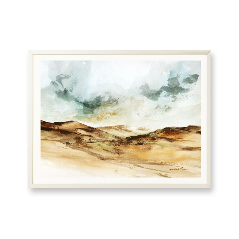 Home Office Decor Watercolor Landscape Printable Wall Art Abstract Desert Landscape Downloadable Print Digital Download