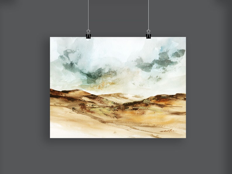 Home Office Decor Watercolor Landscape Printable Wall Art Abstract Desert Landscape Downloadable Print Digital Download