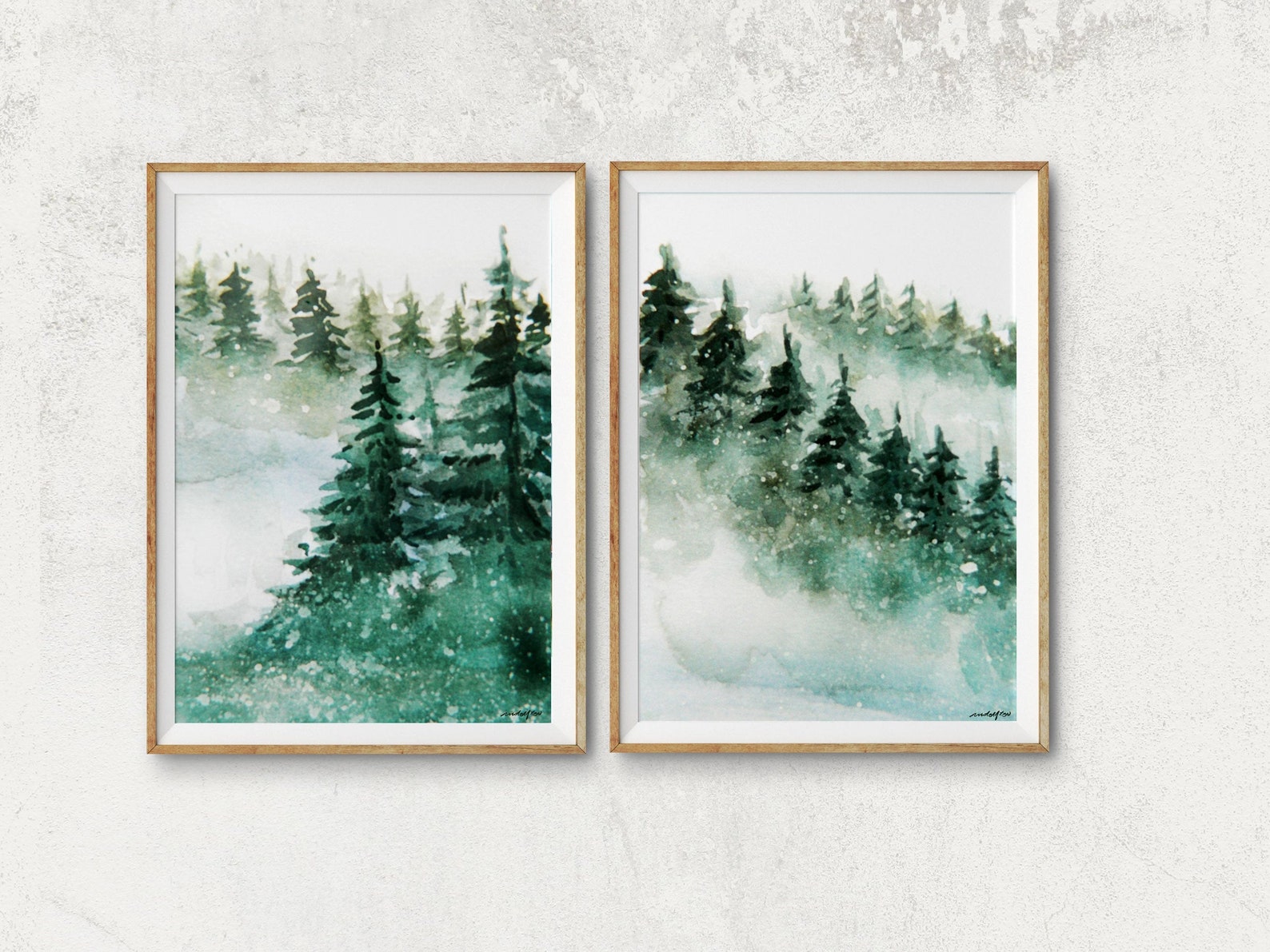 MISTY LANDSCAPE Set of 2 Art Prints Printable Nature Etsy