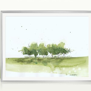 Green Landscape Green Trees Watercolor Landscape Printable | Etsy