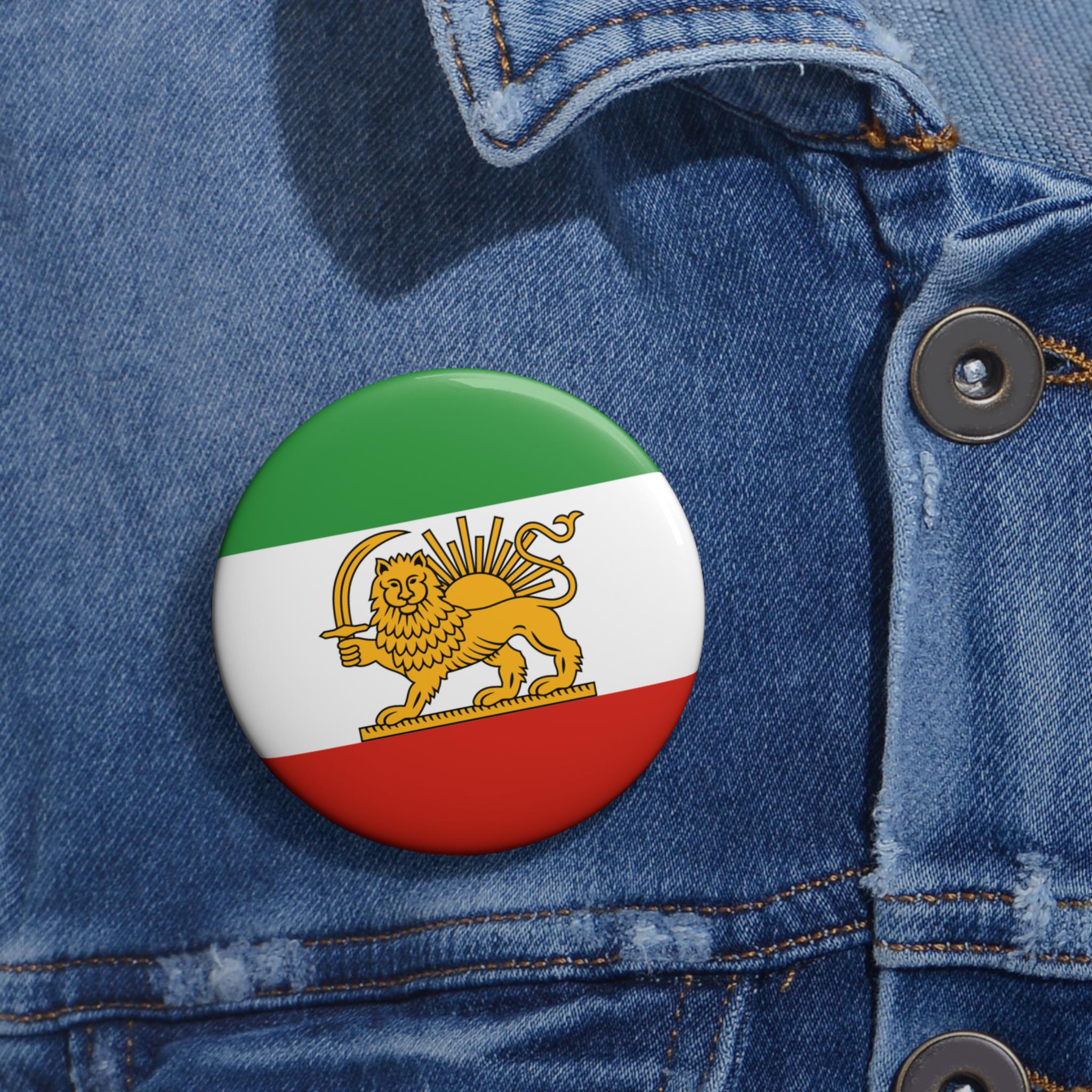 Iran Flag Pin Lion Rising Sun Emblem Shir O Khorshid Old Badge Enamel ...