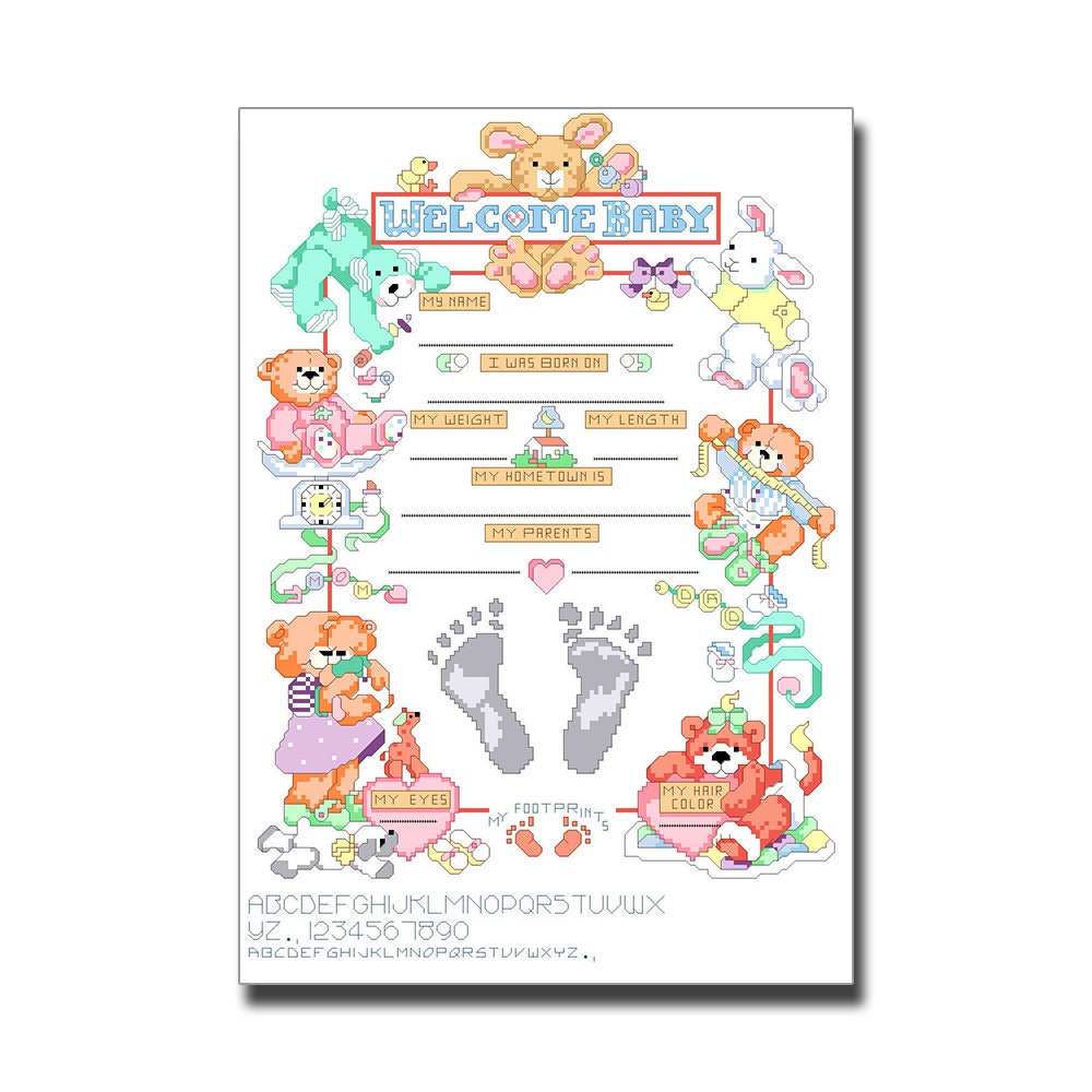INSTANT DOWNLOAD New Baby Cross Stitch Sampler PDF Chart