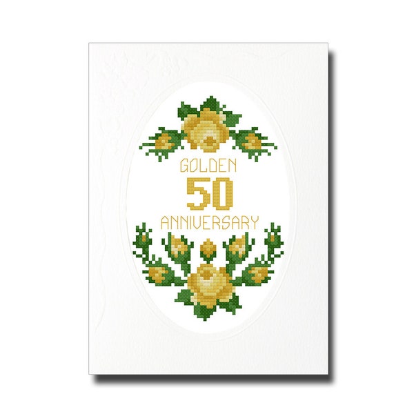 Cross Stitch Pattern, 50th Anniversary, PDF, Instant Download