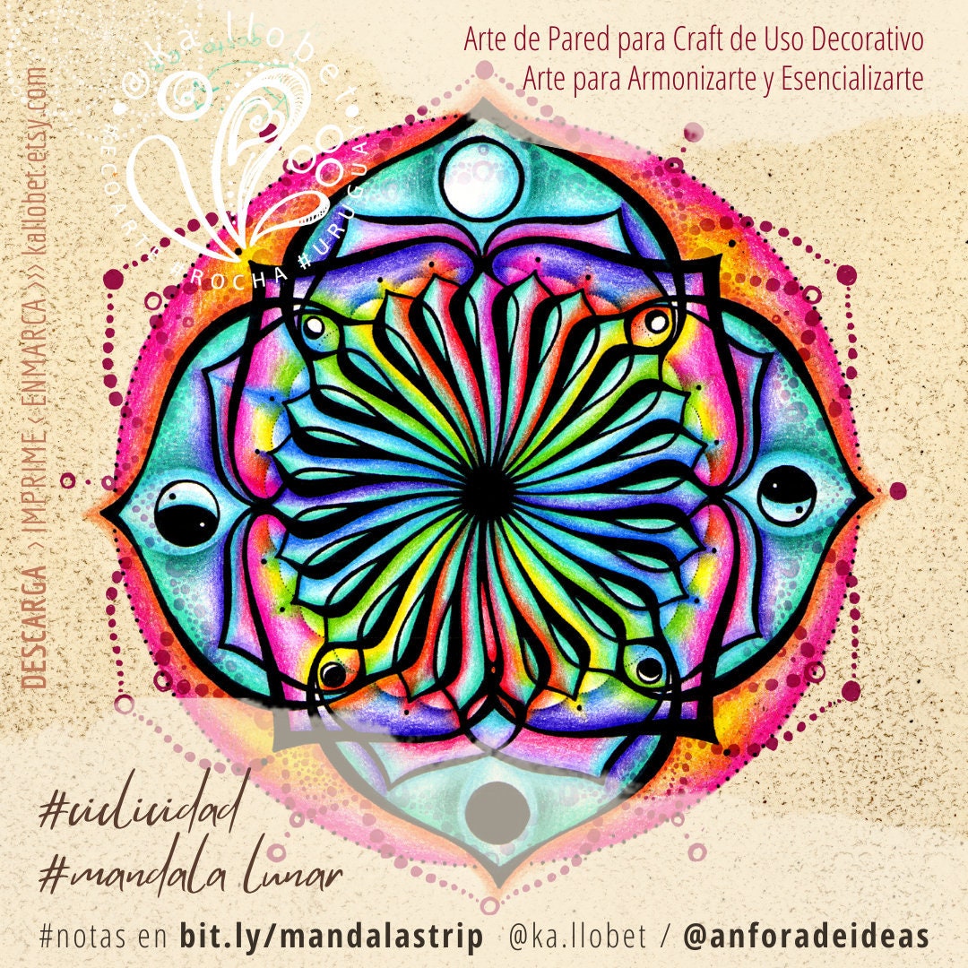 Calendario Lunar. Fases Lunares. Mandala para Imprimir. Etsy