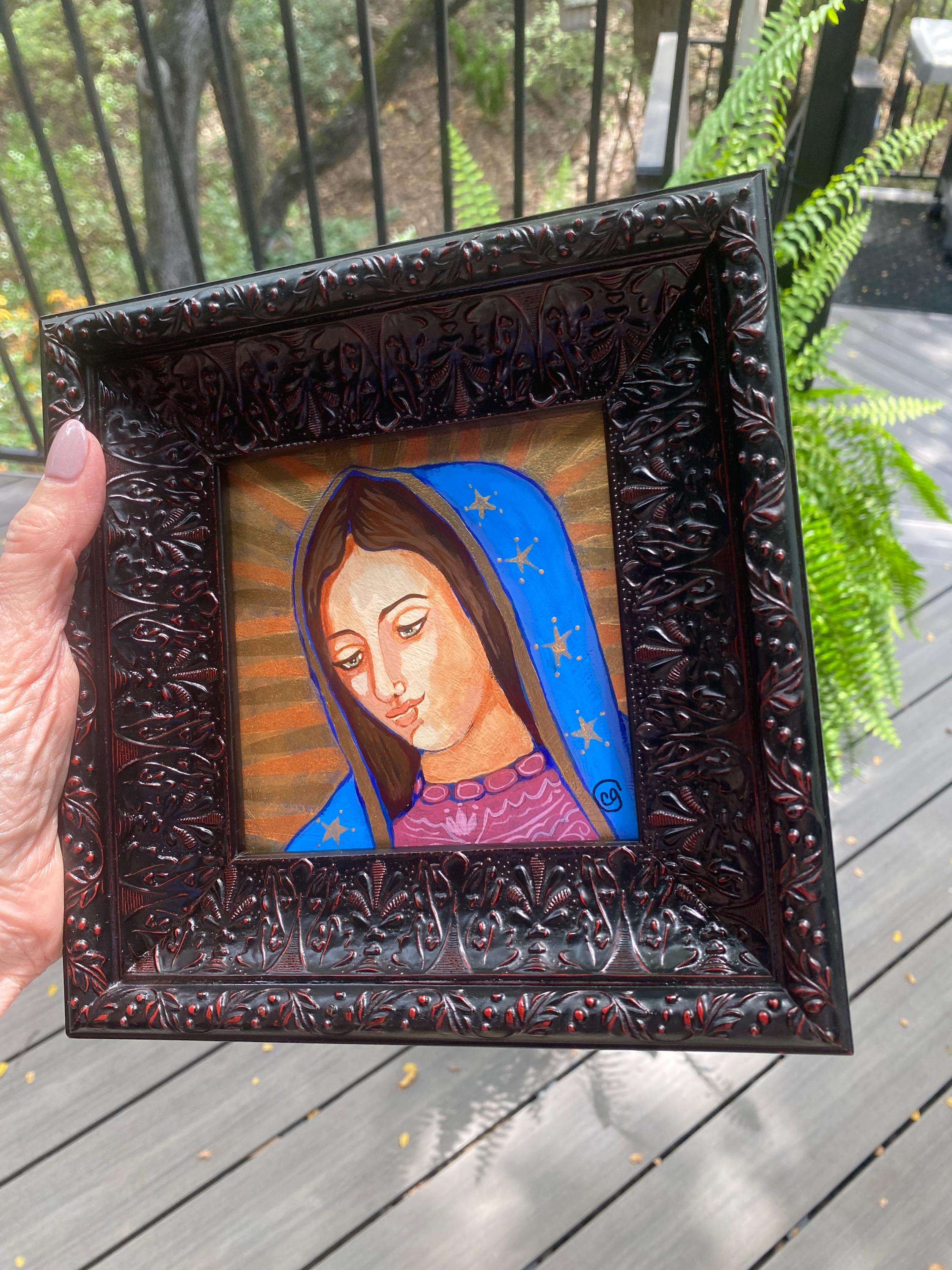 Framed Our Lady of Guadalupe Icon: Gold Metallic Sacred Art by Cindy ...