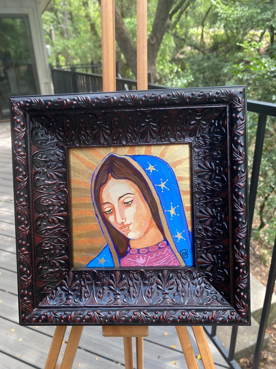Framed Our Lady of Guadalupe Icon: Gold Metallic Sacred Art by Cindy ...