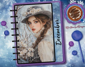 Winter Redhead, Calendar Series, Fashion Planner Dashboard / Tab - Customizable for Season or Month.
