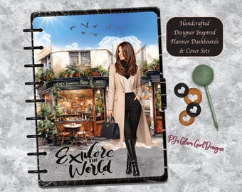 Explore the World Planner Dashboard, Luxe Fashion Covers, Paris Café Chic Insert, Custom Size